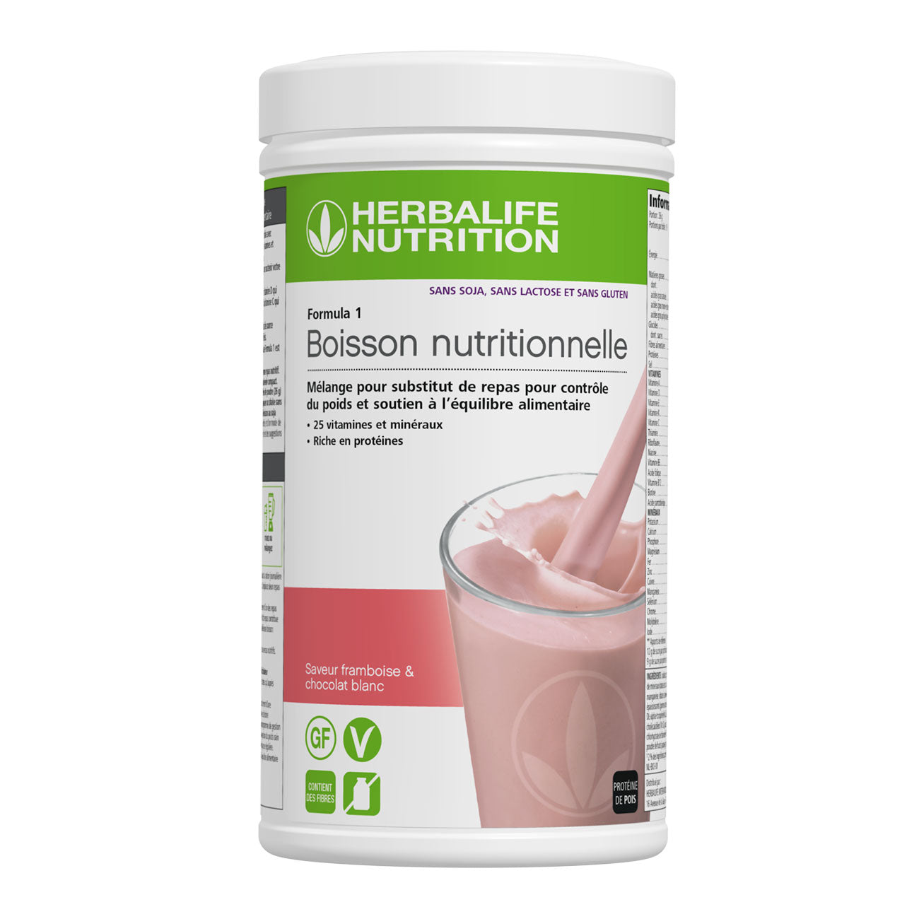 Herbalife Formula 1 Nouvelle Génération sans soja, sans lactose et sans gluten Framboise & chocolat blanc 500 G