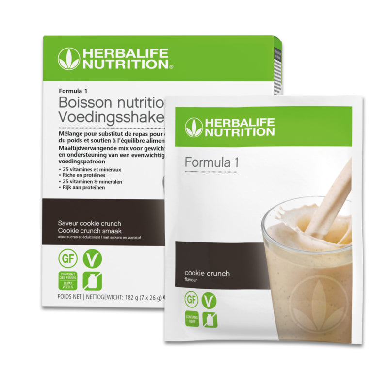 Herbalife Formula 1 Sachets de nouvelle génération Boisson Nutritionnelle Cookie crunch lot de 7 sachets de 26 G