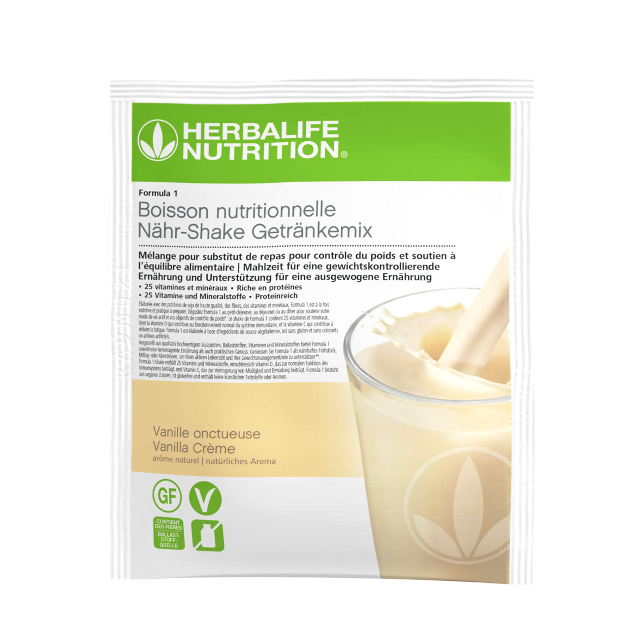 Herbalife Formula 1 Sachets de nouvelle génération Boisson Nutritionnelle Vanille Onctueuse lot de 7 sachets de 26 G