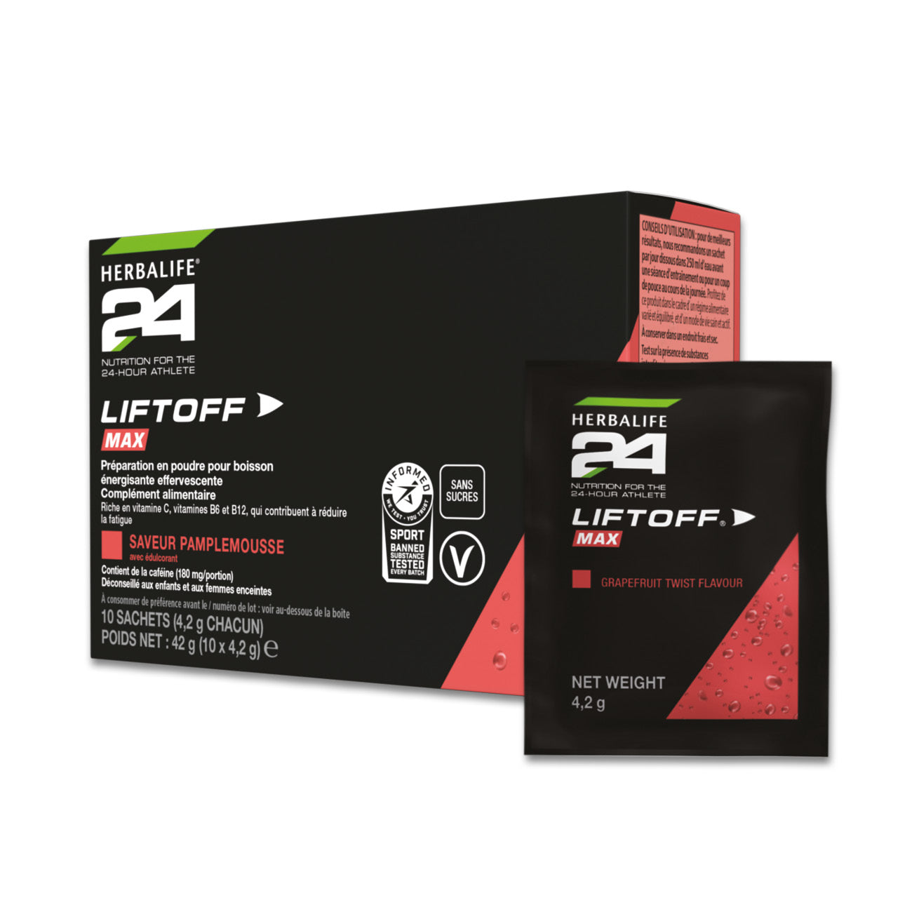 Herbalife H24 LiftOff® Max Pamplemousse 10 sachets de 4. 2G