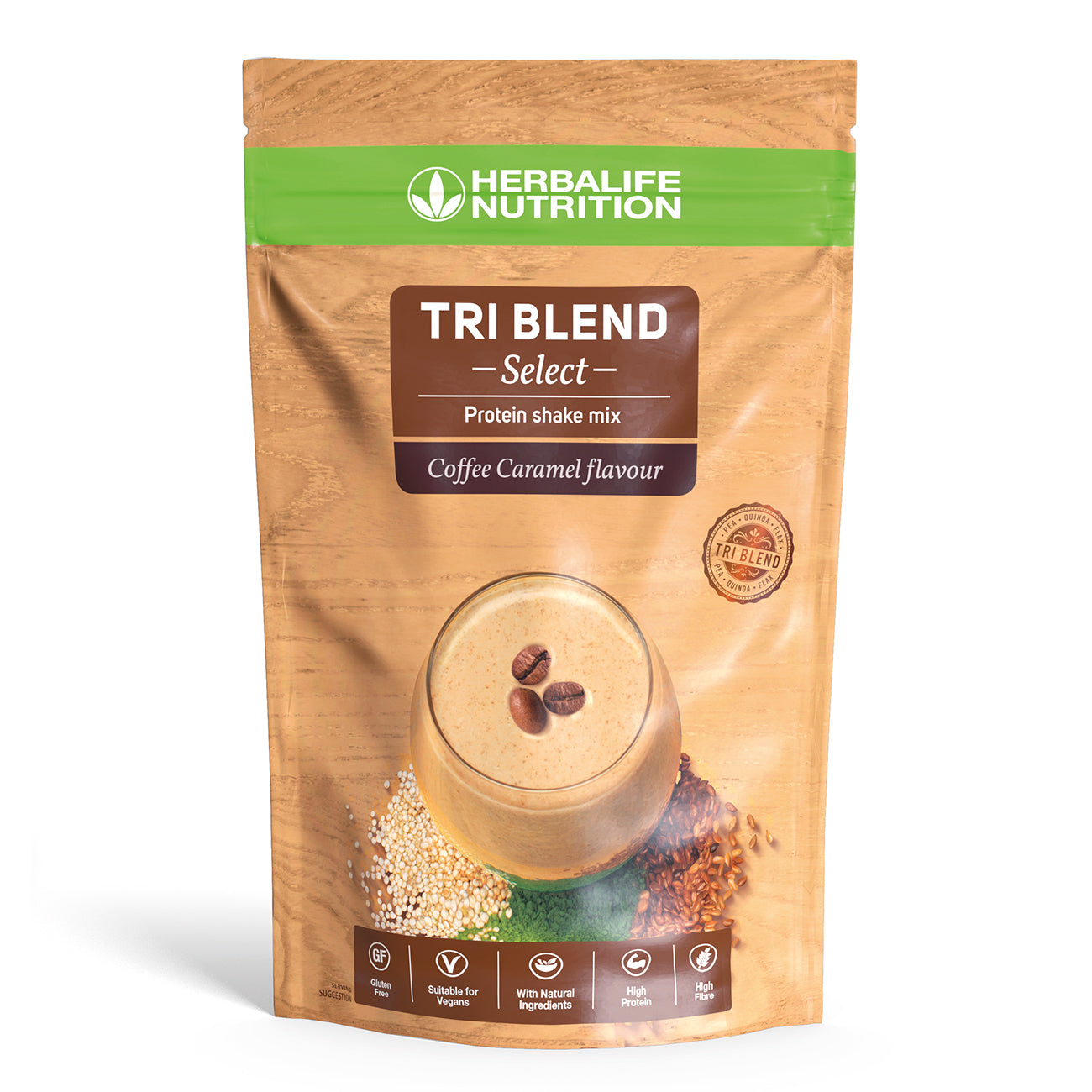Herbalife Tri Blend Select – Mélange pour Shake protéiné Café Caramel 600 G