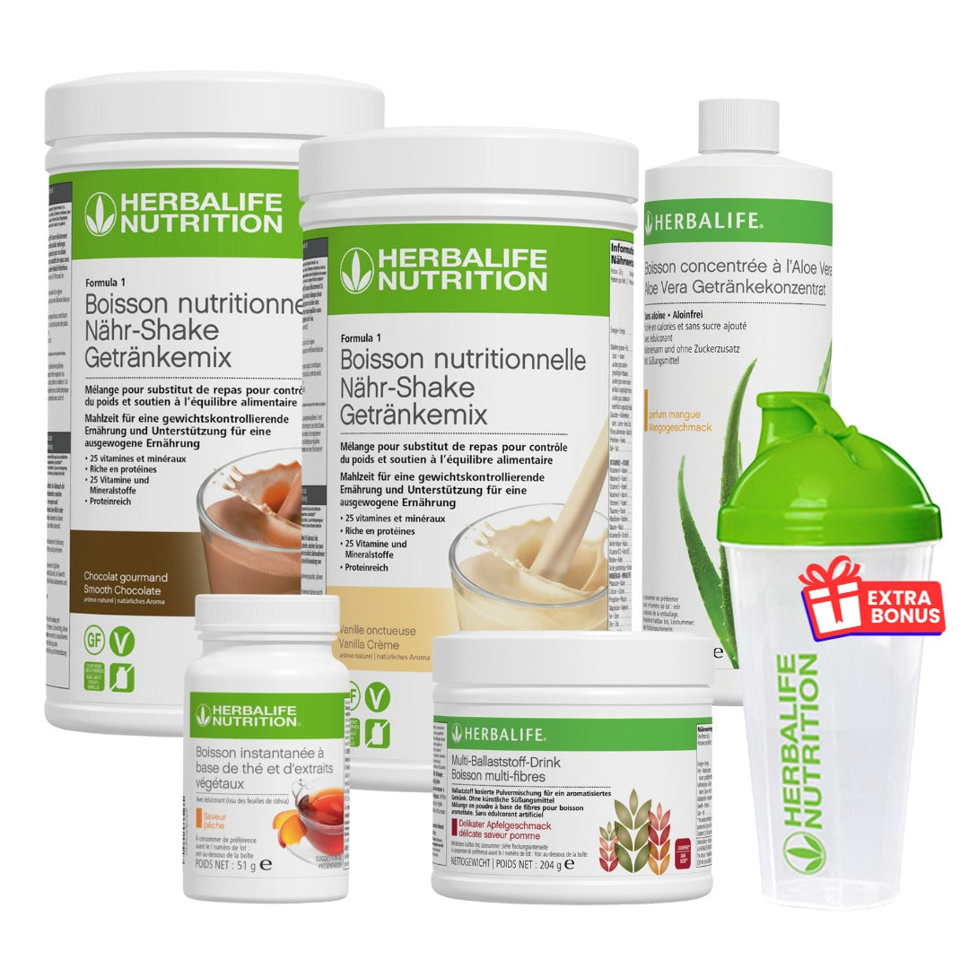 Herbalife Formula 1 2 Nouvelle génération,Boisson instantanée à base de thé, Boisson Concentrée à l’Aloe, Boisson multi fibres Pomme, Shaker